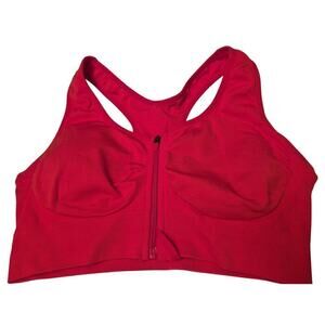 Red Danskin Sports Bra.Front Hook/Zip Removable pads